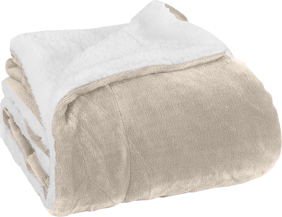 ELEGANT COMFORT Luxury Ultra-Plush Velvet Touch Fleece Throw Soft, Sherpa-B