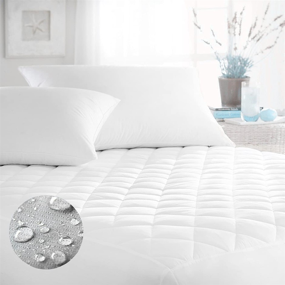 2 x LUXOR Aus Made Waterproof Fitted Cotton Cover Quilted Mattress Protecto