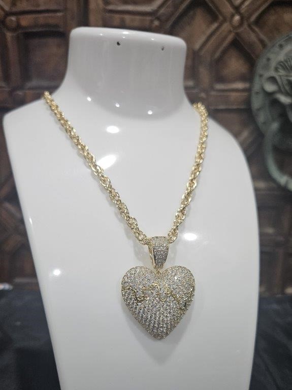 18KGold Filled /Italy Stamped Yellow Chain & Heart Pendant -50cm-Gift
