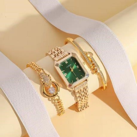 3-Piece Jewellery Set.Watch,Two Bracelet & (Gift Box Included)