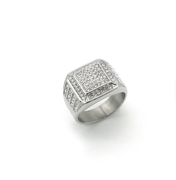 Italy 925 Silver Hip Hop Men's Ring (Stamps)-12 US
