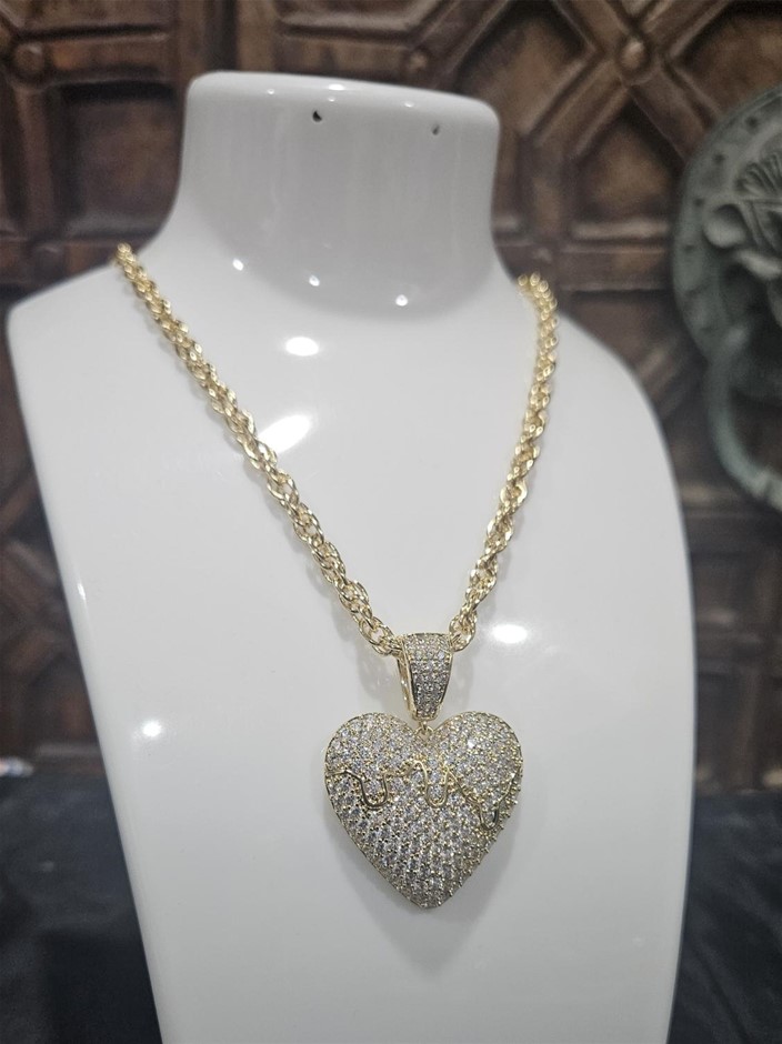 18KGF/Italy Stamped Yellow Gold Filled Chain & Heart Pendant -50cm
