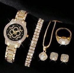 6-Piece Jewellery Set.Watch, Necklace, Bracelet, Ring & Earrings
