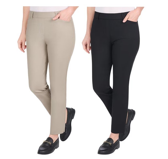 2 x HILARY RADLEY Women's Tummy Control Pants, Size XL, Black & Hummus, 198