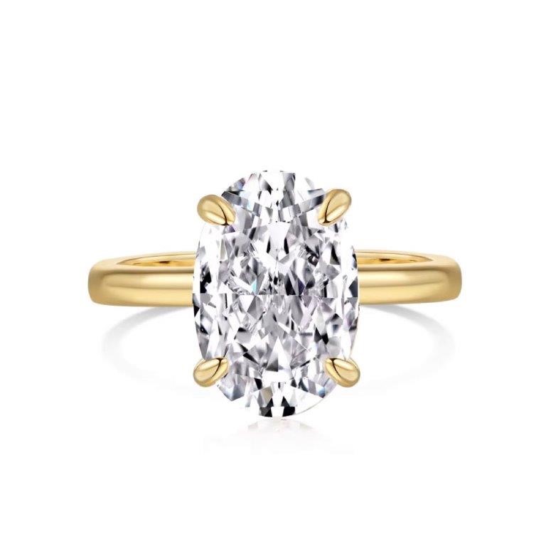 3.5ct Oval Cut Simulated Diamond 18K Gold Filled 925 Silver Ring - Size 5