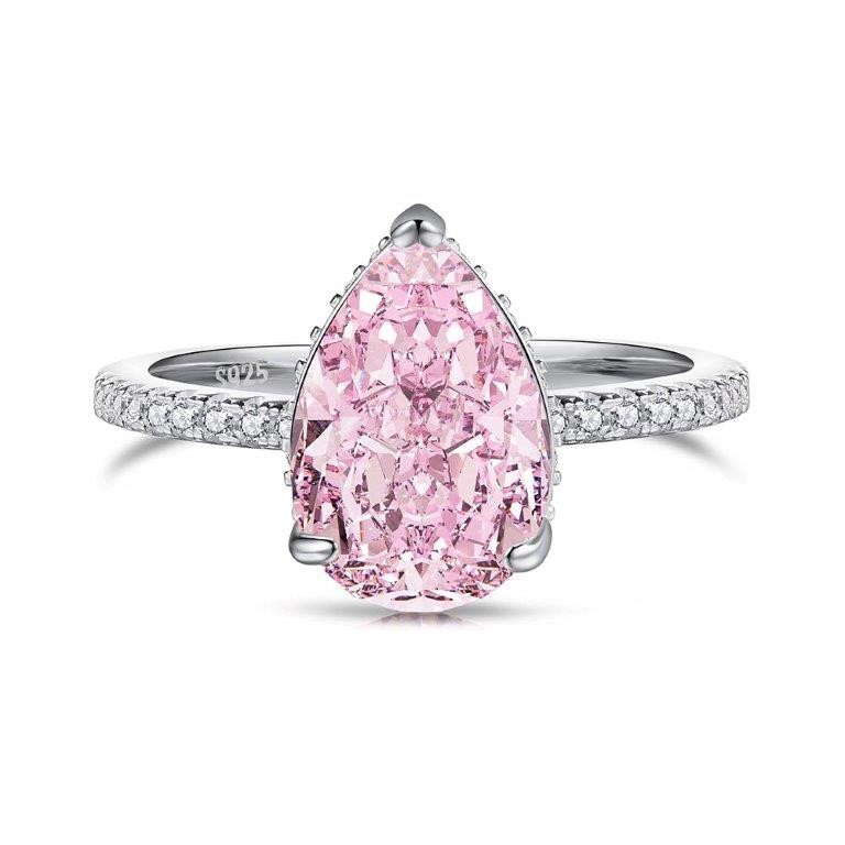 2.75ct Pear Cut Simulated Diamond 925 Sterling Silver Ring - Size 7