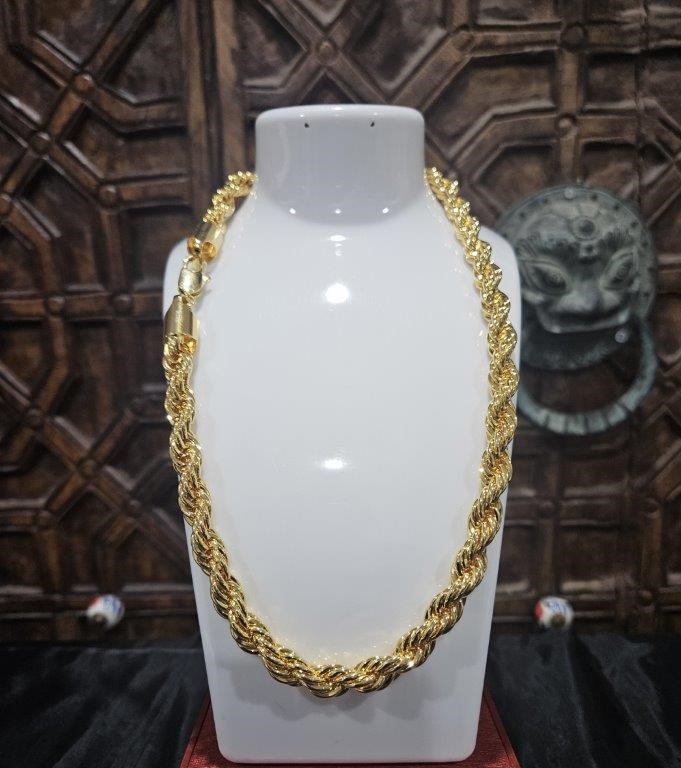 22KGold Filled /Italy Stamped Yellow Rope Chain -50CM-10MM-Bonus Gift