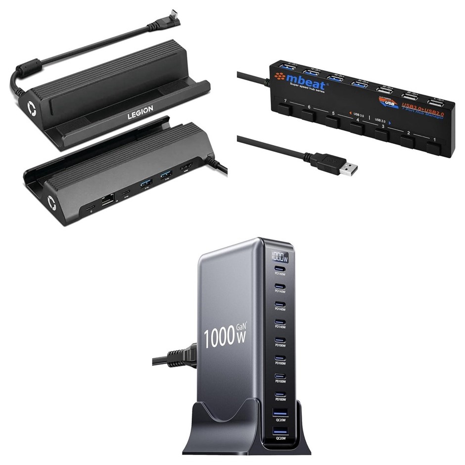 3 x USB Hub. 1 x LENNOVO Legion Go USB-C Dock. 1 x MBEAT 7-Port USB Hub Wit