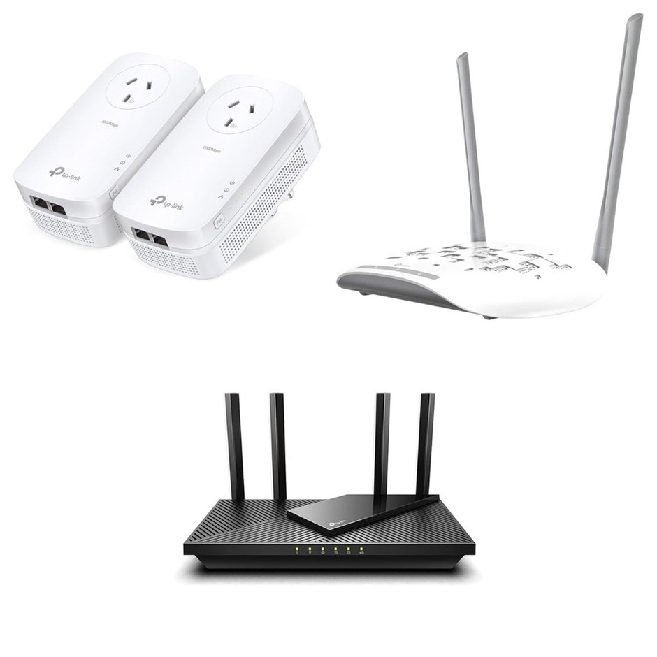 3 x Assorted Networking Devices. 1 x TP-LINK AV2000 Gigabit Passthrough Sta