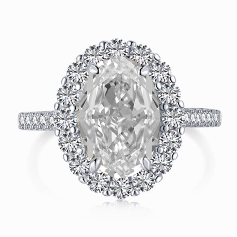 3ct Oval Simulated Diamond 925 Sterling Silver Ring - Size 5