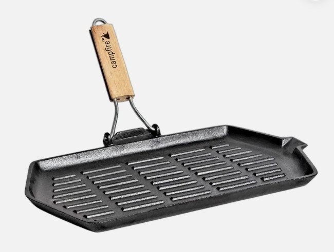 Rectangle Frypan Cooking Camping Travel Caravan Ribbed Cooking Surface with