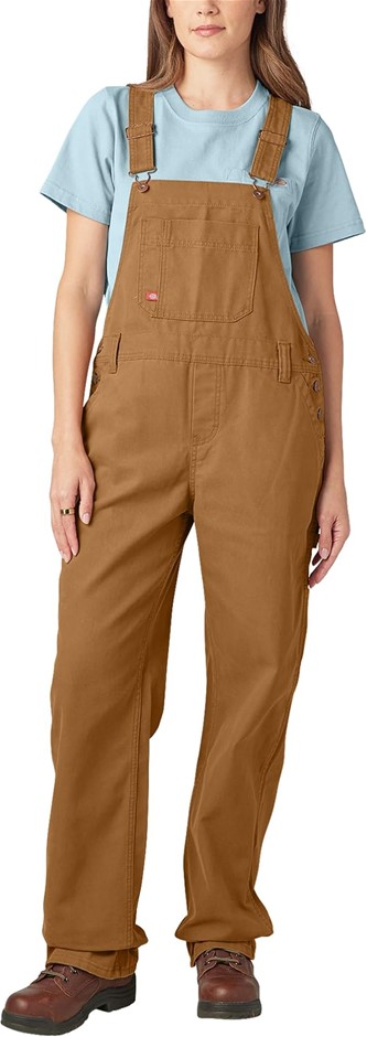 DICKIES Women's Bib Overall, Size XL, Rinsed Brown Duck, FB206. Buyers Not