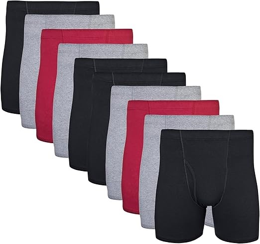 10 pack x GILDAN Men's Underwear Covered Waistband Boxer Briefs, Medium, Bl