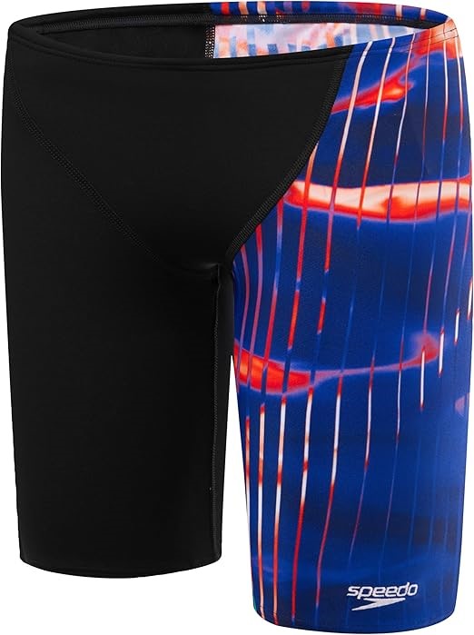 SPEEDO Boy's Linear Lava Jammer, Size GB9-10 Years, Blue/Red/White, RRP: $6