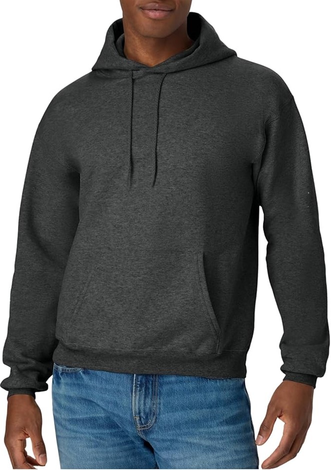 HANES Men's Pullover EcoSmart Fleece Hooded Sweatshirt, Size S, Charcoal He