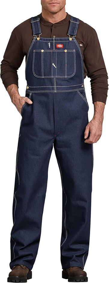 DICKIES Men's Bib Overall, Size 42W x 34L, Indigo Rigid, 83294NB. Buyers N