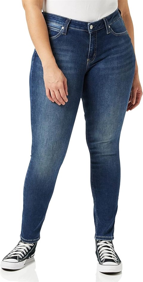 CALVIN KLEIN JEANS Women's Core Mid Rise Skinny Jeans, 28W x 32L, Zz001 Mid
