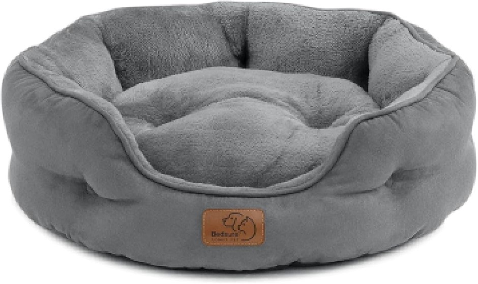 BEDSURE Washable Cat Bed 51 x 48 x 15 cm Grey with Double-Sided Inner Cushi