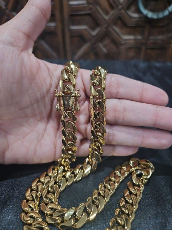 18k Italy Stamped Yellow Gold Filled Cuban Chain-Quality Guarantee-60cm-12m