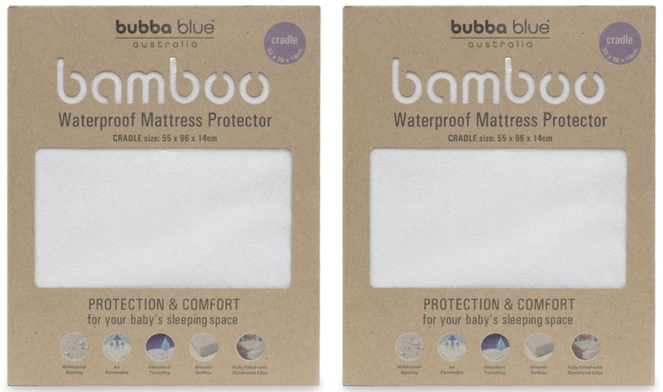2x Bamboo White Cradle Waterproof Mattress Protector