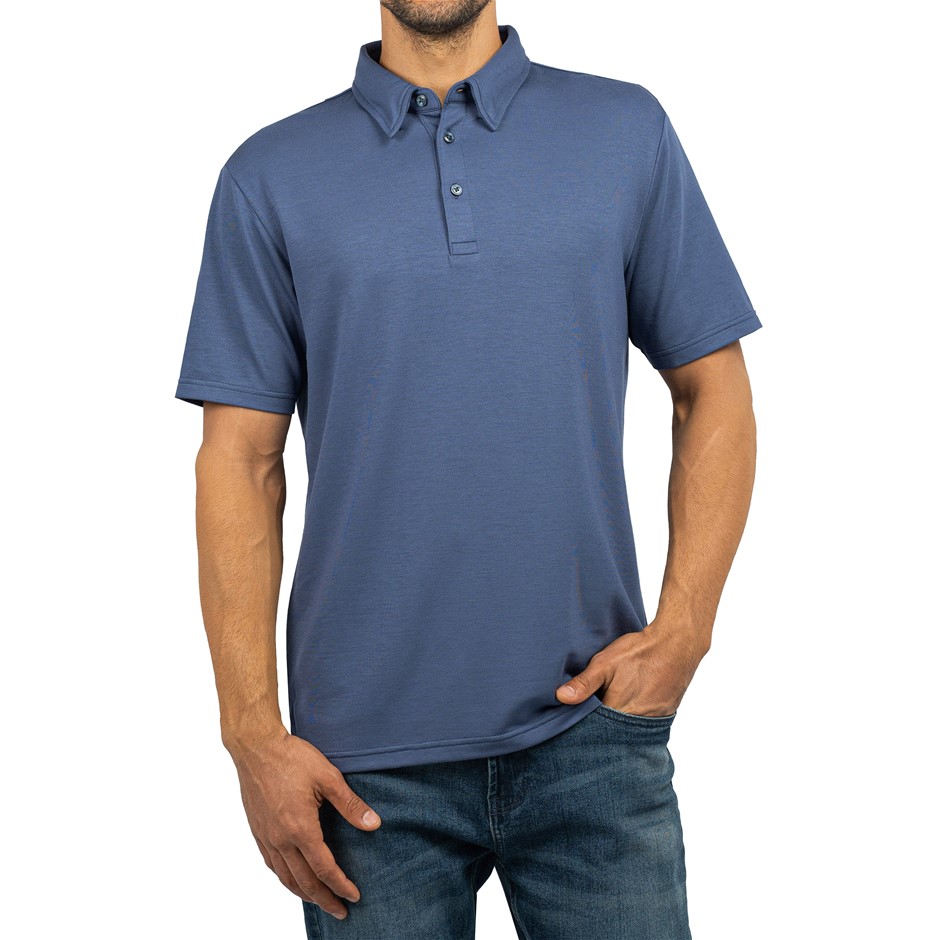 JACHS Men's Soft Polo, Size M, 49% Modal, Blue. Buyers Note - Discount Fre