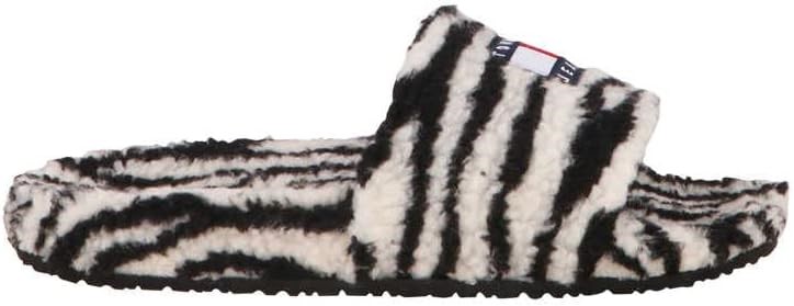 TOMMY HILFIGER Women's Animal Print Slide, EU37/US6.5, Black, EN0EN01668. R