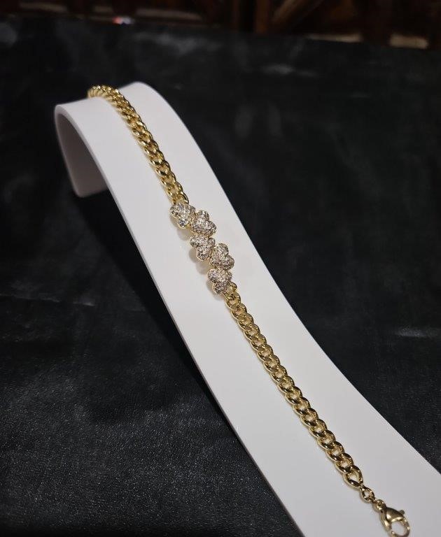 18K/Italy Yellow Gold Filled Heart bracelet(stamped)-Bonus Gift