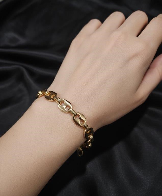 18K/Italy Yellow Gold Filled bracelet(stamped)-Bonus Gift