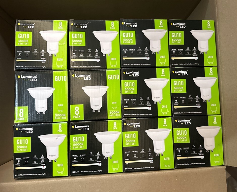 24 x LUMINUS 8 Packs GU10 500LM Dimmable LED Bulbs - 200314 / White