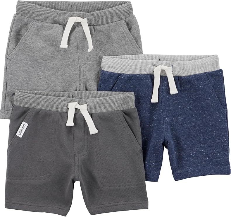 3-Pack SIMPLE JOYS By CARTER'S Boys' Knit Shorts, Size 5T, Navy Heather/Cha