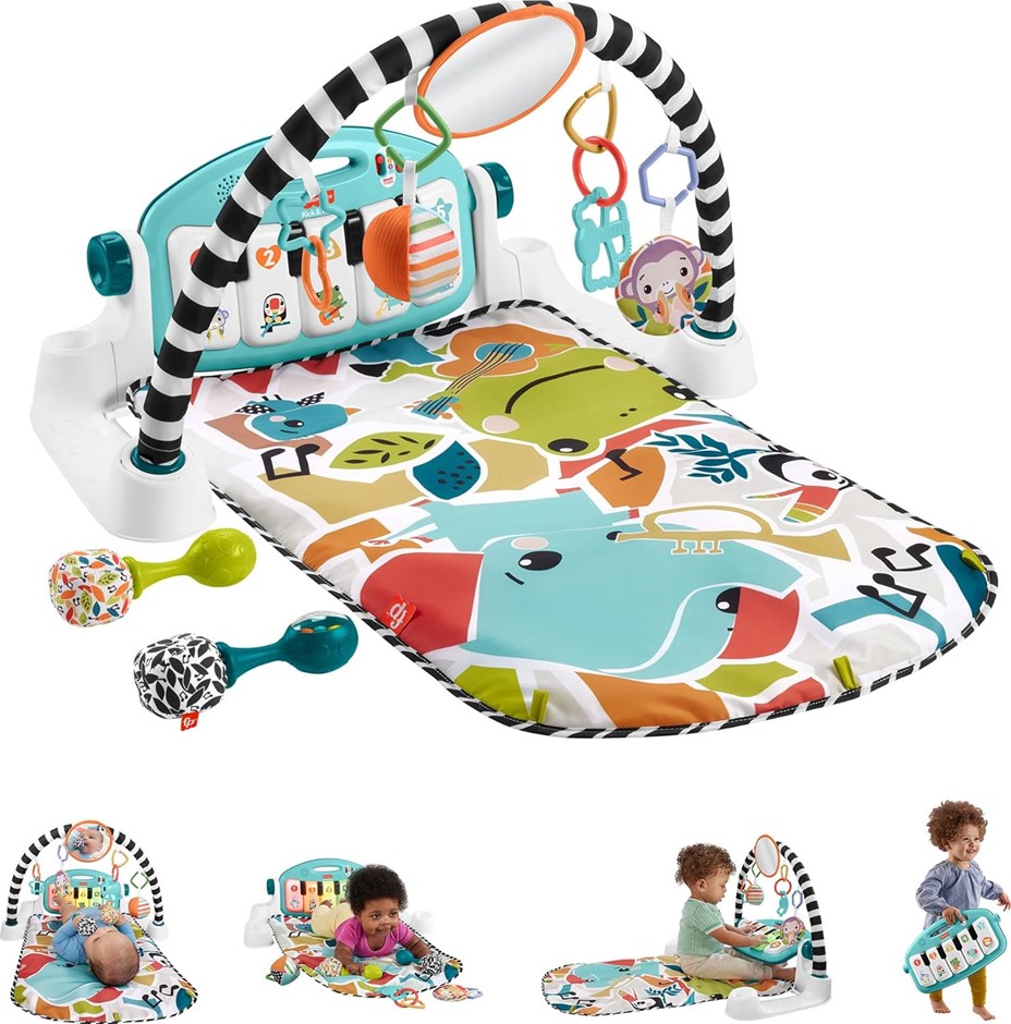 FISHER PRICE  Baby Musical Toy Set Glow and Grow Kick & Play Piano Gym Blue