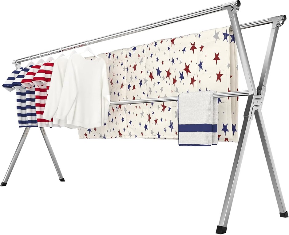 SOLVESTIS Clothes Drying Rack Indoor Outdoor, Heavy-Duty Folding Laundry Dr