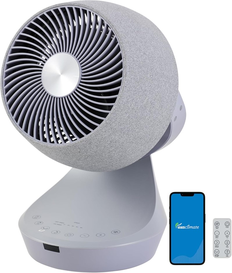 AUSCLIMATE EcoSmart Desk Air Circulator, Stone Grey.