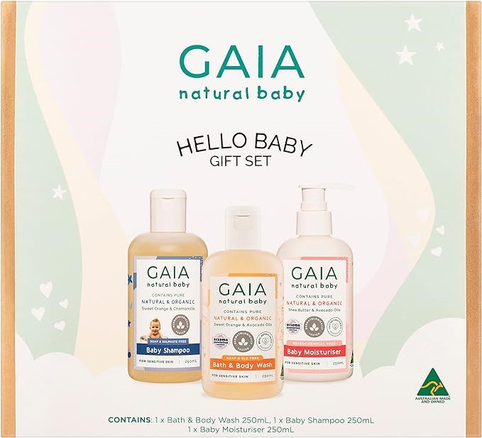 GAIA Natural Baby Hello Baby 3 Piece Gift Set, Multicolour. NB: Slightly da