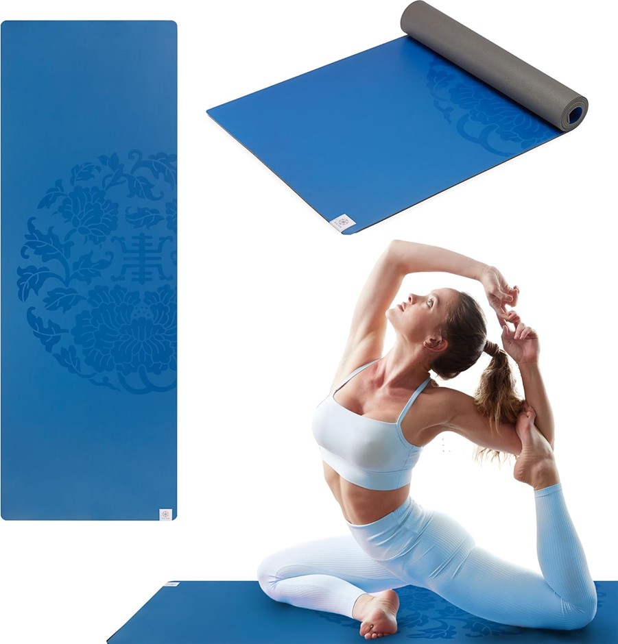 Gaiam Dry-Grip Yoga Mat - 5mm Thick Non-Slip Exercise & Fitness Mat for Sta
