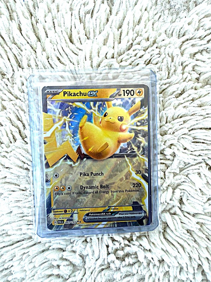 English Pikachu ex double rare holo Pokémon collectible card