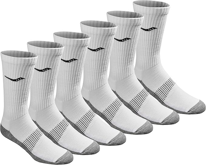 Saucony mens Rundry Mesh Ventilating Comfort Fit Performance Crew Socks, L-