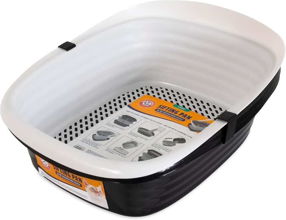 Arm & Hammer Large Sifting Litter Box Scoop Free Cat Litter Tray with Micro