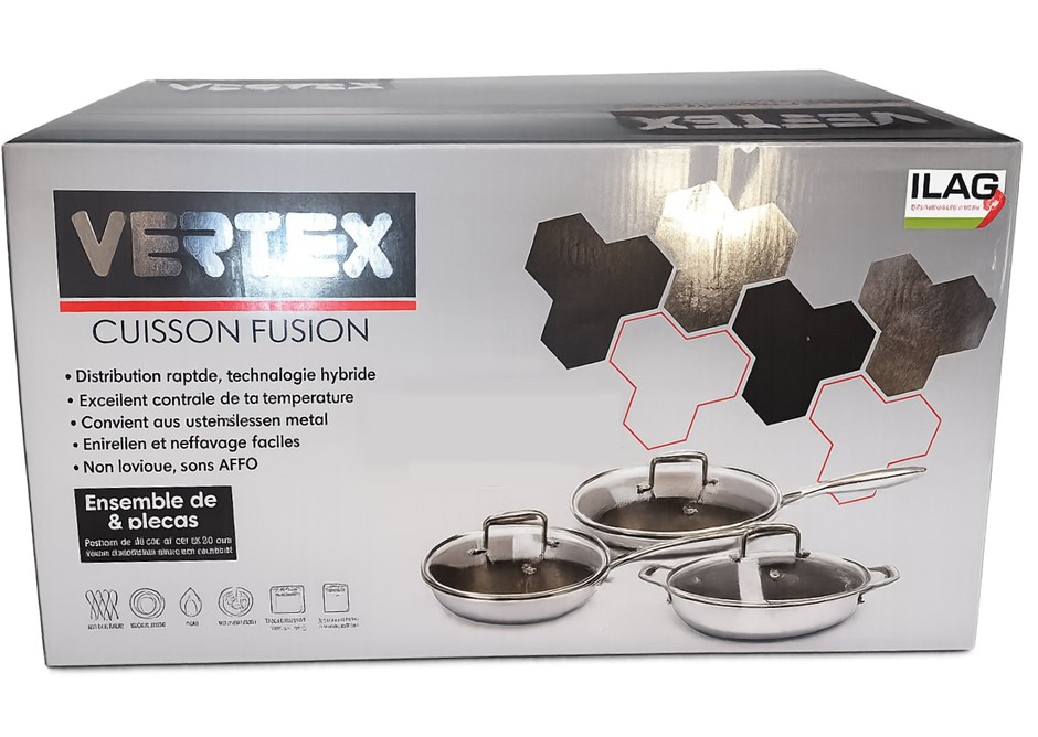 VERTEX 6 Piece Fusion Cookware Pan Set (20cm, 26cm, 30cm Pans)