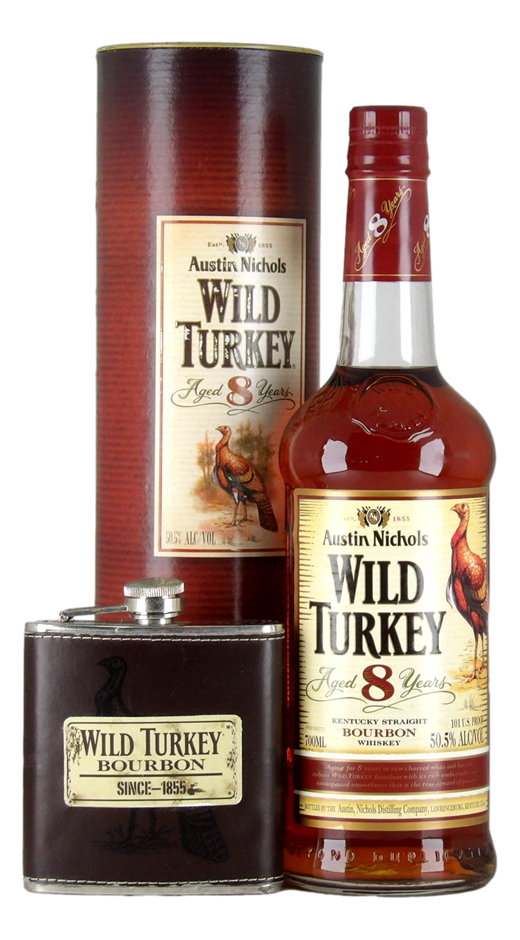 Wild Turkey 8 year old Bourbon with Hip Flask (1x 700mL)