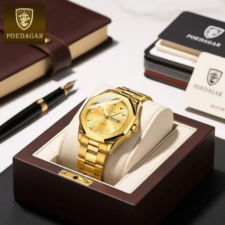 High Quality Simulated Diamond Men's Poedagar Watch-Include Box Original