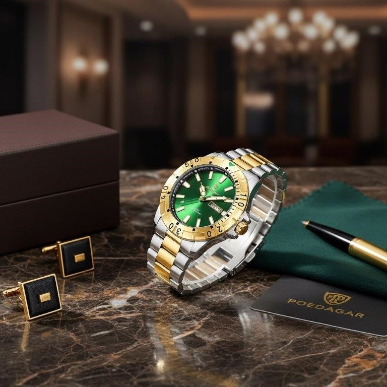 High Quality Simulated Diamond Men's Poedagar Watch-Include Box Original