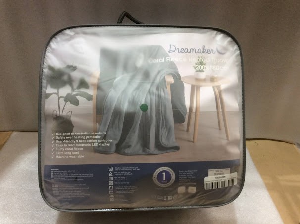 Dreamaker 9009868R Coral Fleece Heated Throw Blanket (200x180cm)