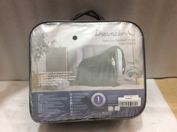 Dreamaker 9009851R Faux Fur Heated Throw Blanket