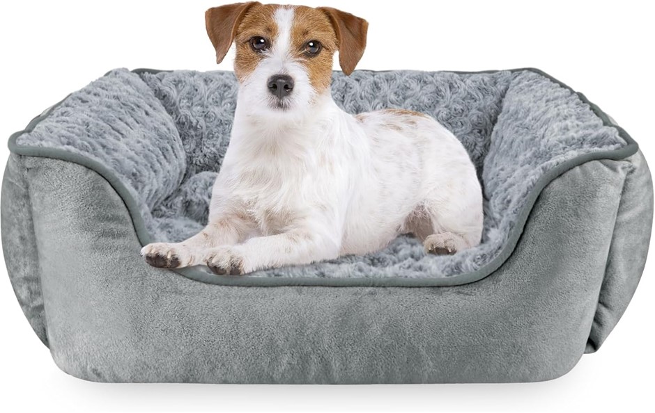 JOEJOY Rectangle Dog Bed for Dogs, Grey (Medium, 25"x 21"x 8"). NB: Not in
