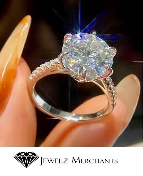 3.0ct GRA  Moissanite white  Brilliant Cut stone Ring-S925-8 US