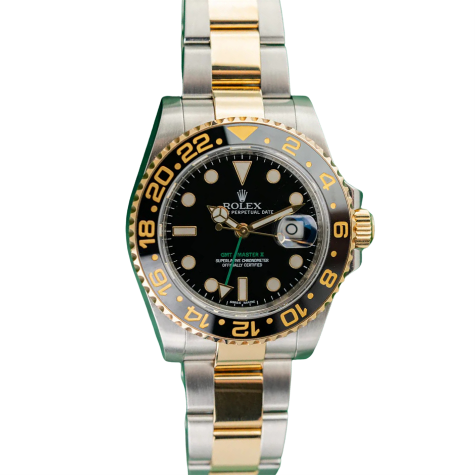 ROLEX GMT-MASTER II 40MM YELLOW ROLESOR 116713LN AUTOMATIC BXP & COA