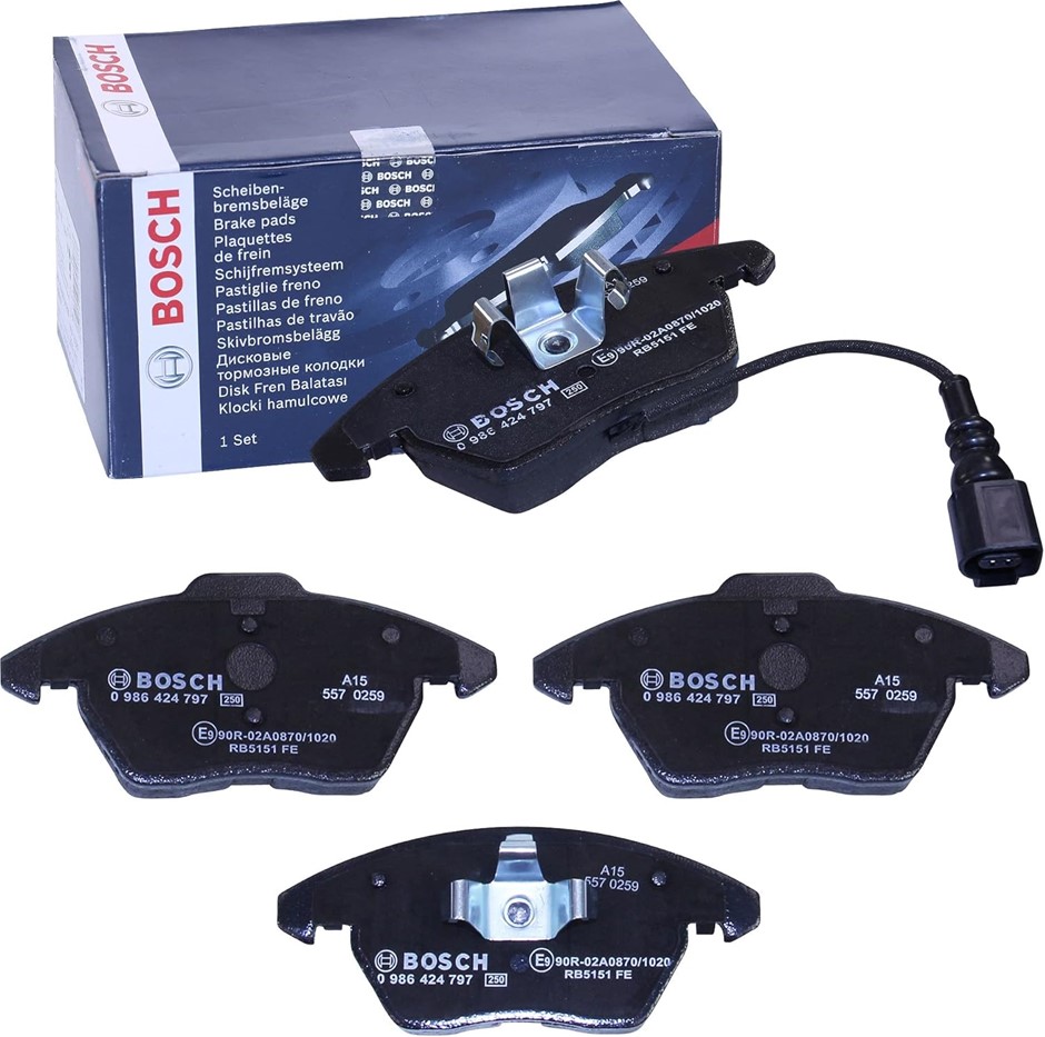 BOSCH Front Brake Pads BP938, low-metallic, with wear sensor, anti-squeak p