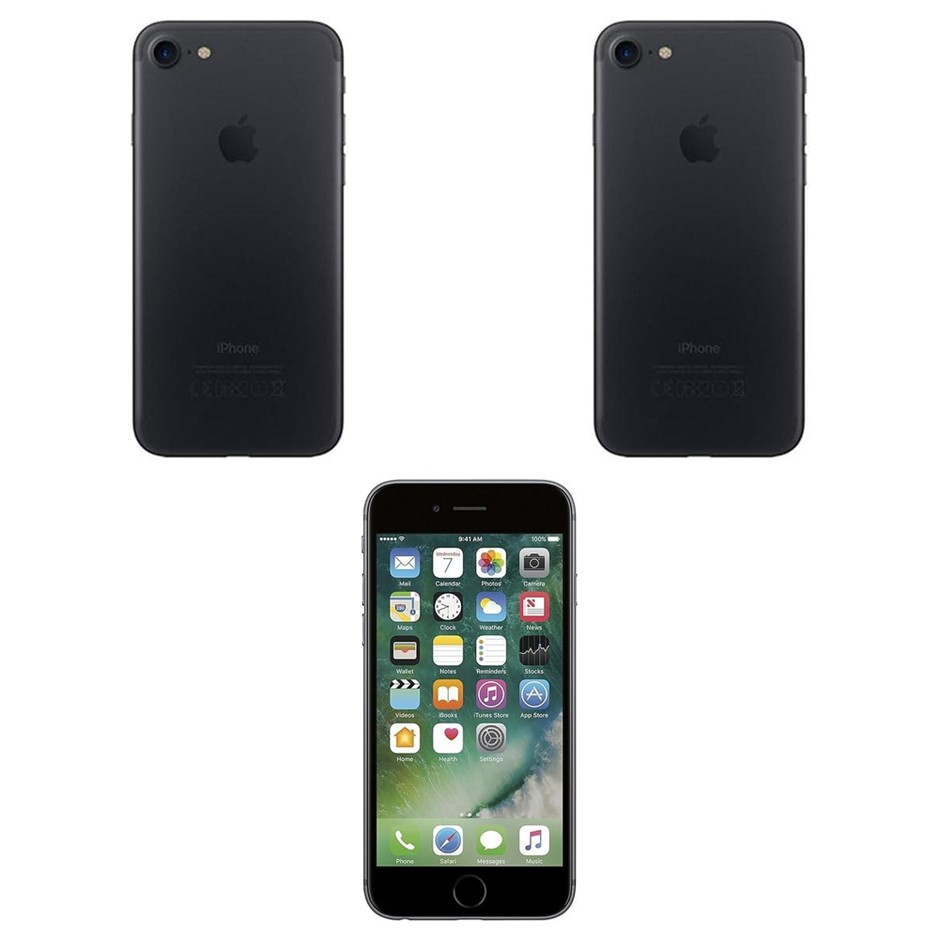 3 x APPLE Iphones. 2 x APPLE iPhone 7 Black. 1 x APPLE iPhone 6s Space Grey