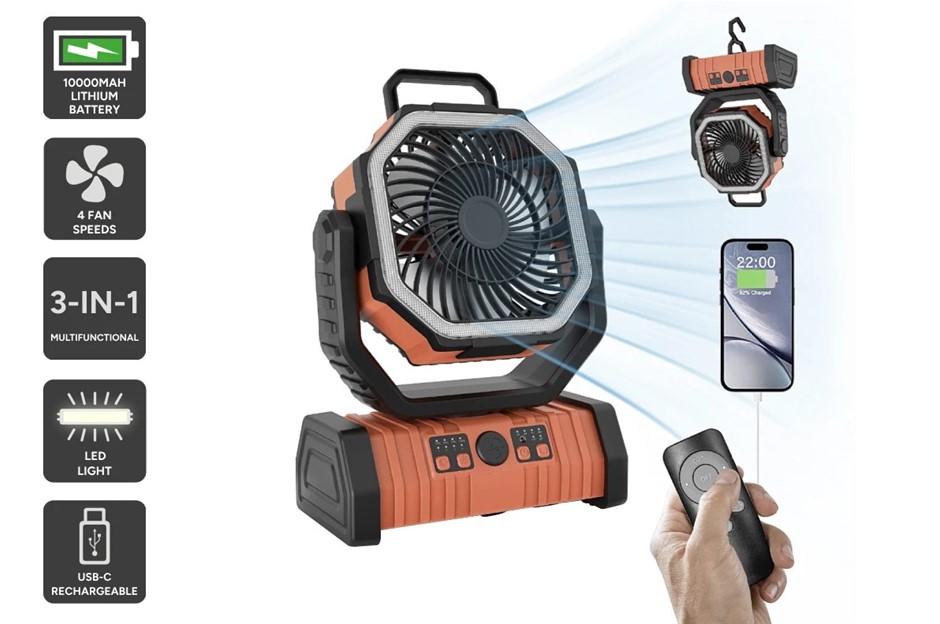 KOGAN Cordless Rechargeable Fan with Light & Power Bank. N.B: Retail return